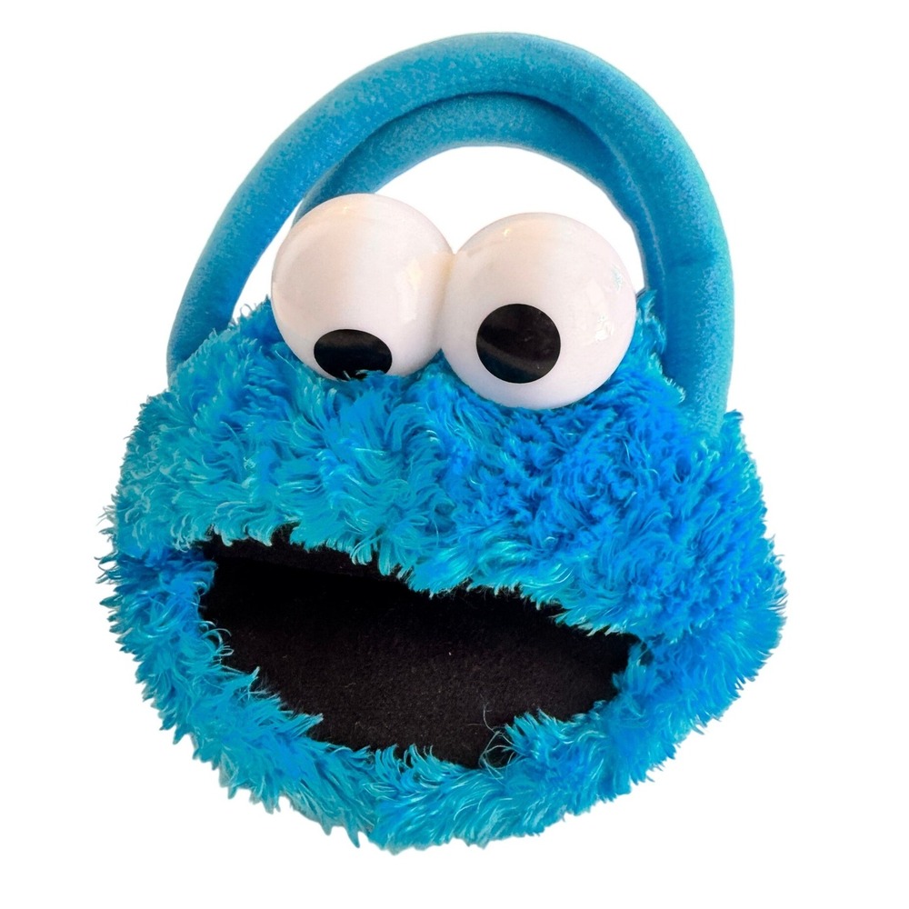 Vintage Sesame Street Cookie Monster Blue Plush Faux Fur Handbag Mini Purse 2004